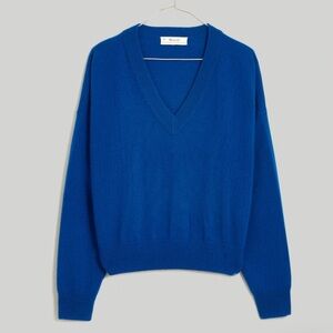 Madewell (Re)sponsible Cashmere V-Neck Sweater blue size small
